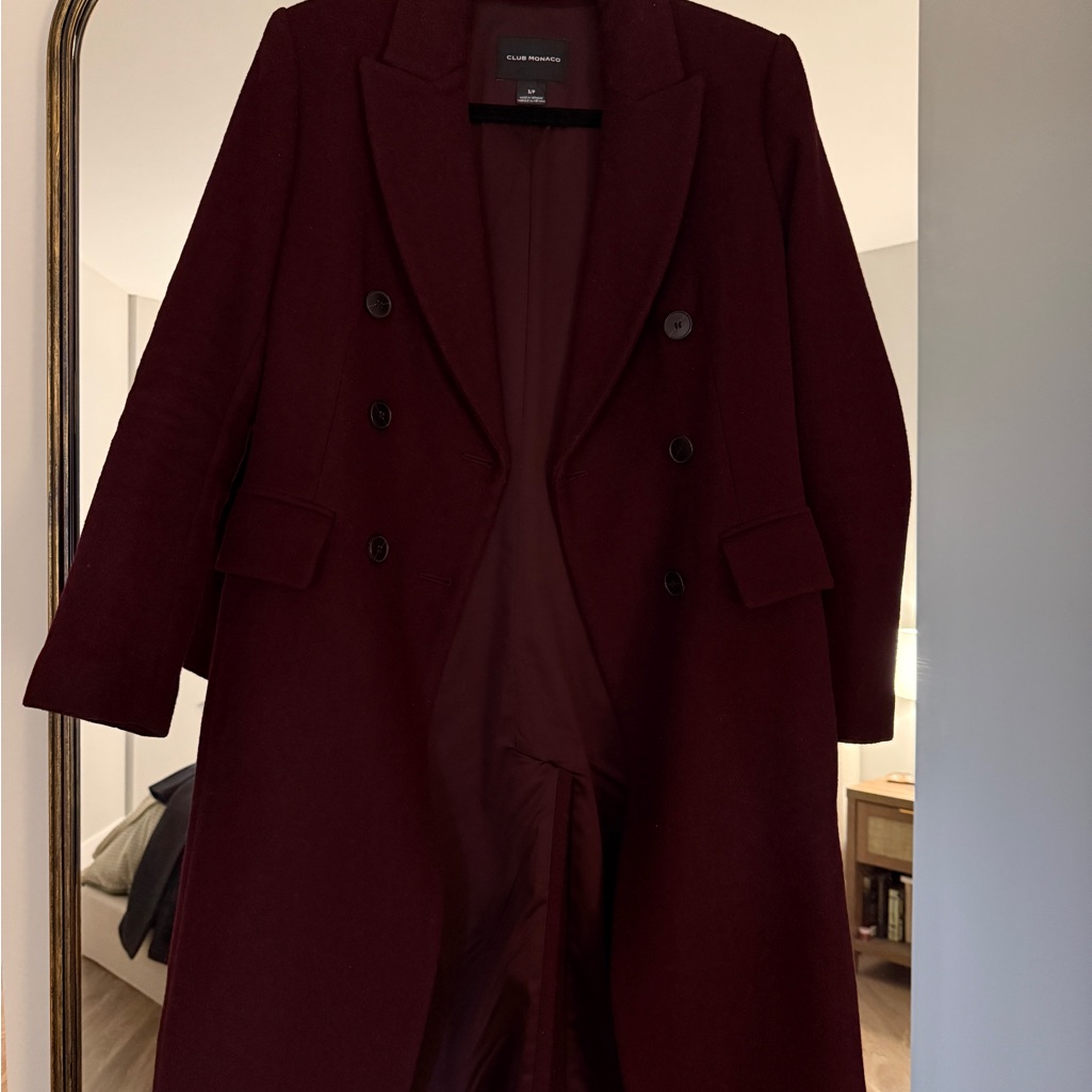 Club Monaco Maroon Wool Pea Coat